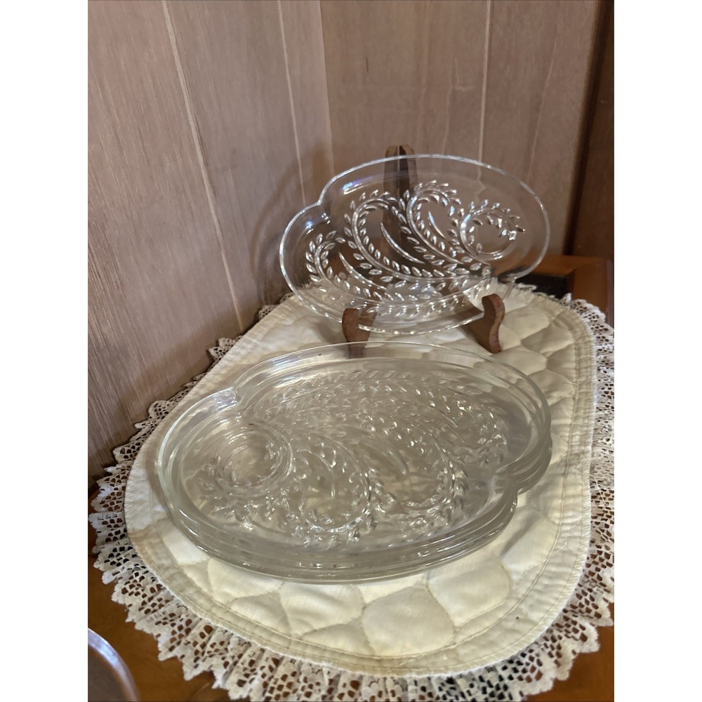 Vintage‎ Federal Glass Wheat Snack Tray - Set Of 4
